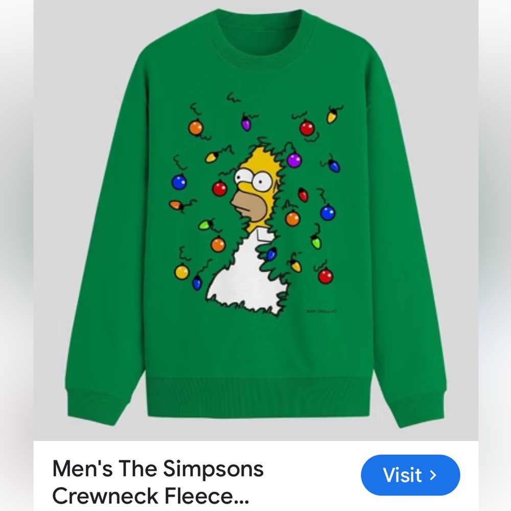 Men’s Bart Simpson size XL  Holiday sweatshirt green color measures 26 pit